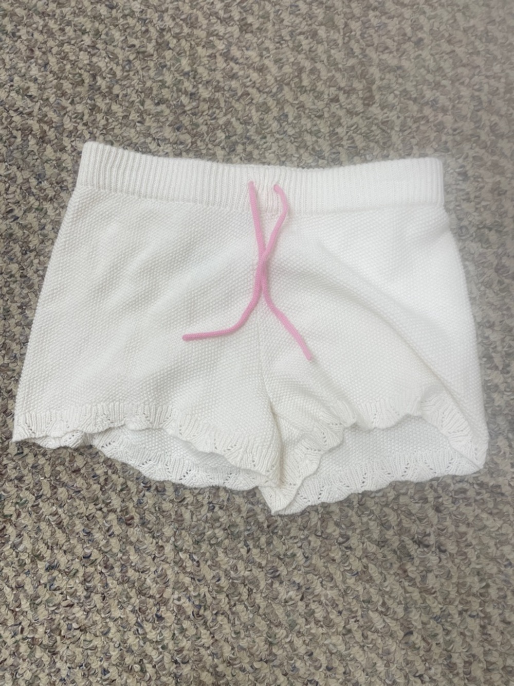 Old Navy White Knit Shorts with Pink Drawstring NEVER WORN